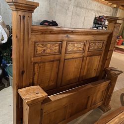 Queen size Wood bed Frame and Mirror