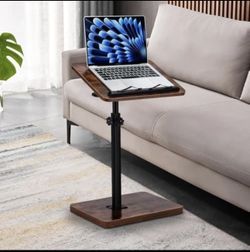 TV Tray Table for Couch, 360° Swivel/Height Adjustable / 180° Flip, C Shaped 