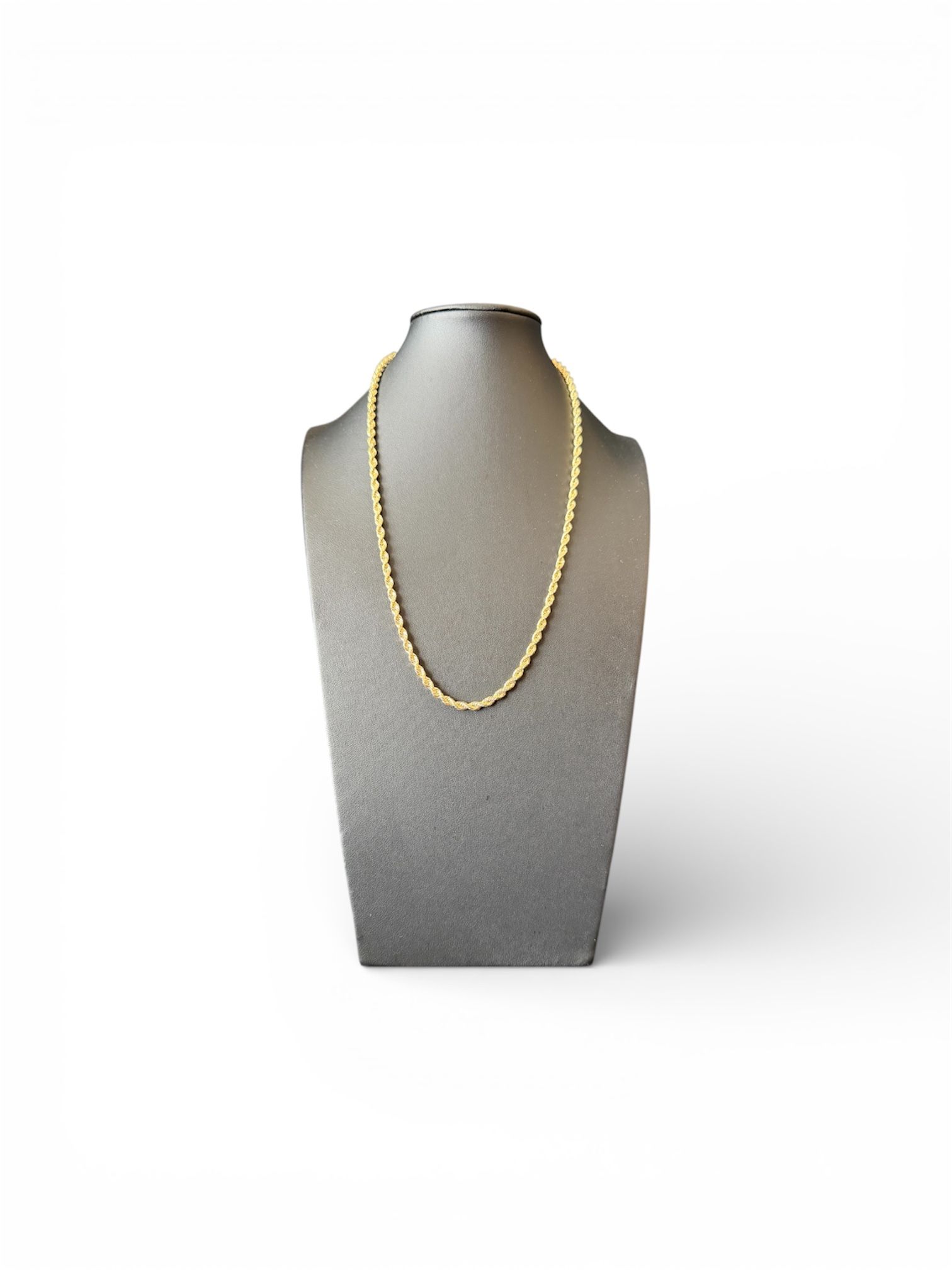 22” 10K Yellow Gold Diamond Cut Rope Chain 4mm