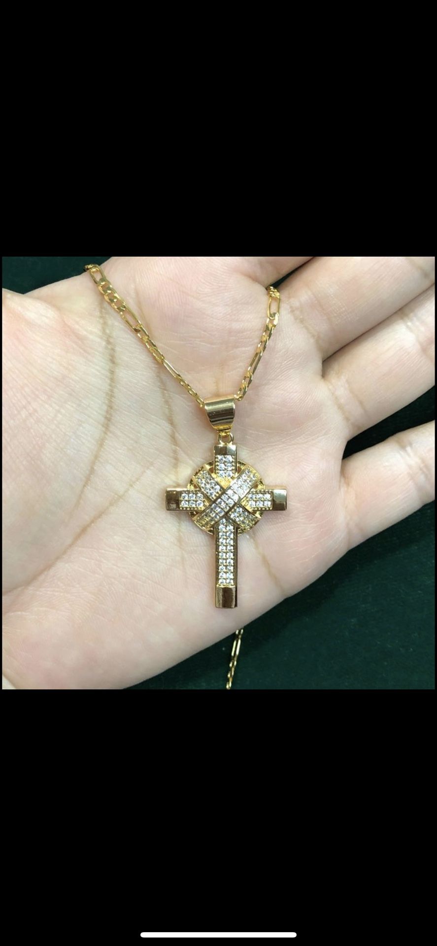 18k Gold Filled Chain Pedant Cross 24” Chain Unisex