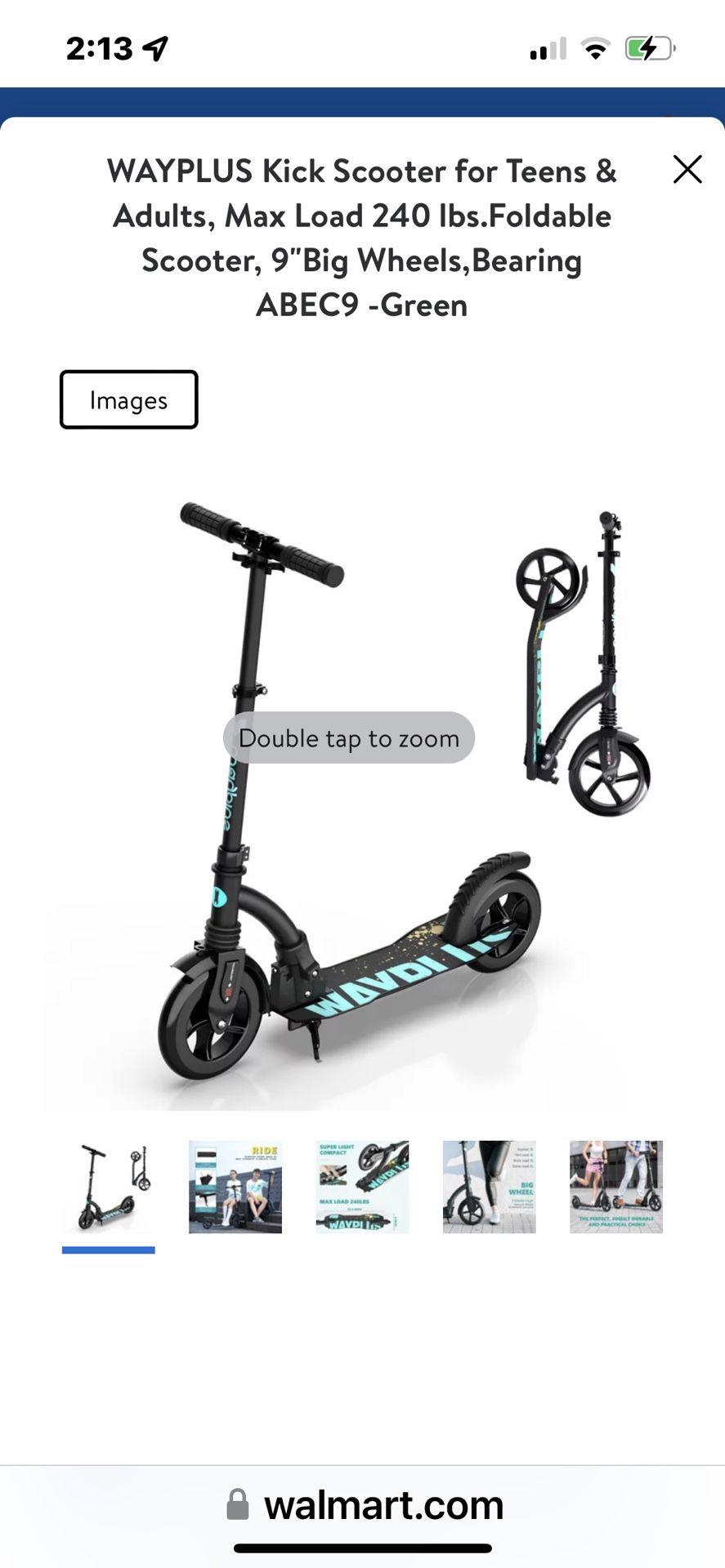 WAYPLUS Kick Scooter for Teens & Adults, Max Load 240 lbs.Foldable Scooter, 9"Big Wheels,Bearing ABEC9 -Green
