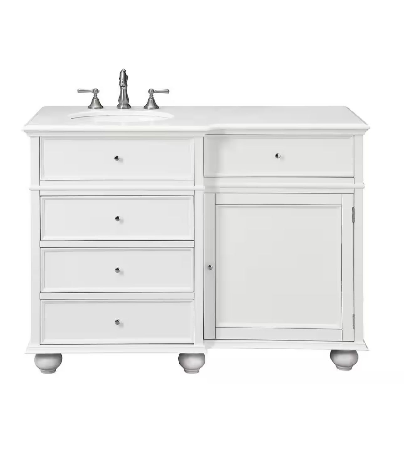 Hampton Harbor 48 in. W x 22 in. D x 35 in. H Single Sink Freestanding Bath Vanity in White with White Marble Top
