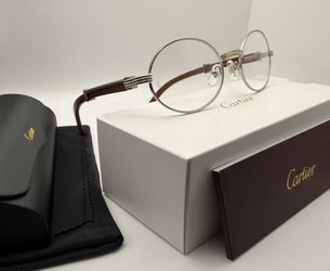 Cartier Giverny Platinum/Clear Bubinga Wood Buffalo Horn Buffs Wires Glasses