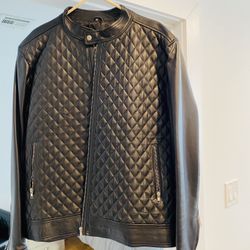 Moto Diamond Quilted Leather Jacket New XL