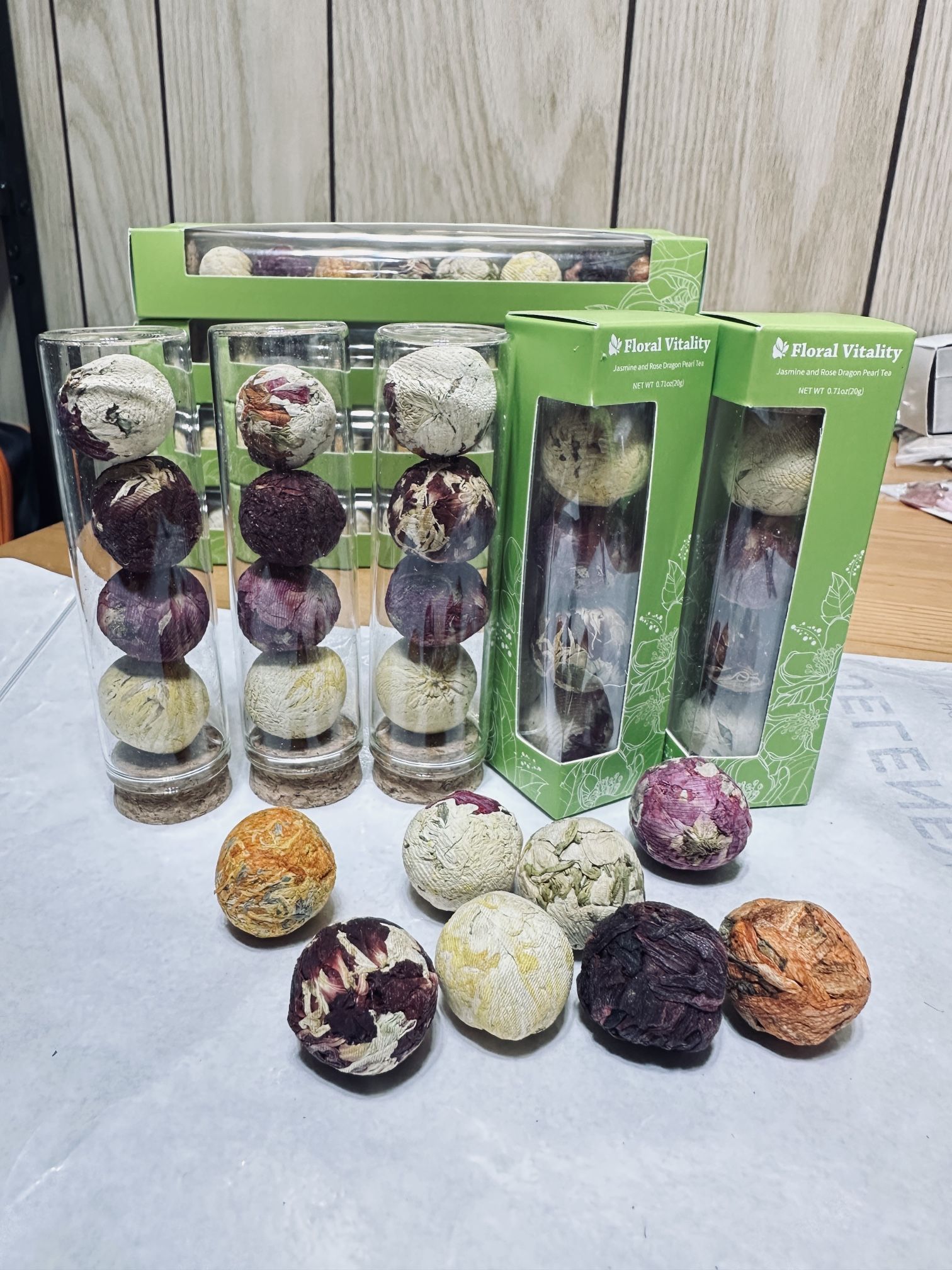 4 flavors of Mini Dragon Pearl Yunnan Pu 'er Handmade Flower Tea