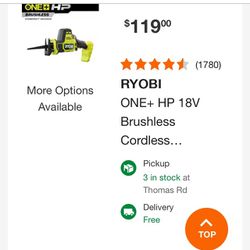 Ryobi Compact One-Handed Reciprocating Saw 