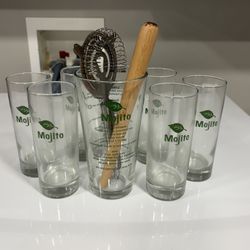 Libbey 9 Piece Mojito Set With Muffler and Bar Drink Strainer