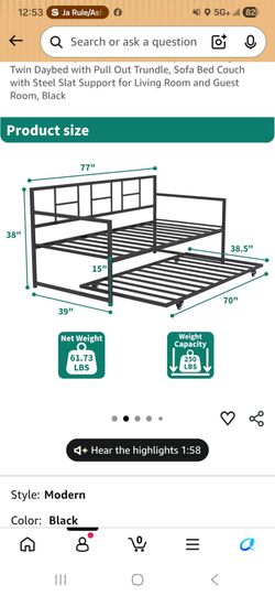 Twin Daybed w/ Trundle + Mattresses + Bedding