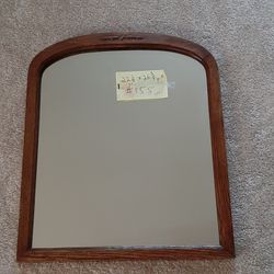 #155  Antique Oak Mirror. 22 1/8 × 26 3/4 Arch Top Style