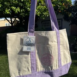 Trader Joes Large Lavender Tote Bag 