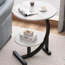 Round Side Tables,C-Shaped End Table,Snack C Table, End Table for Sofa Round Accent Table,Bedside Table for Living Room Kitchen Garden Bedroom