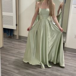 Sage Green A-line Prom Dress