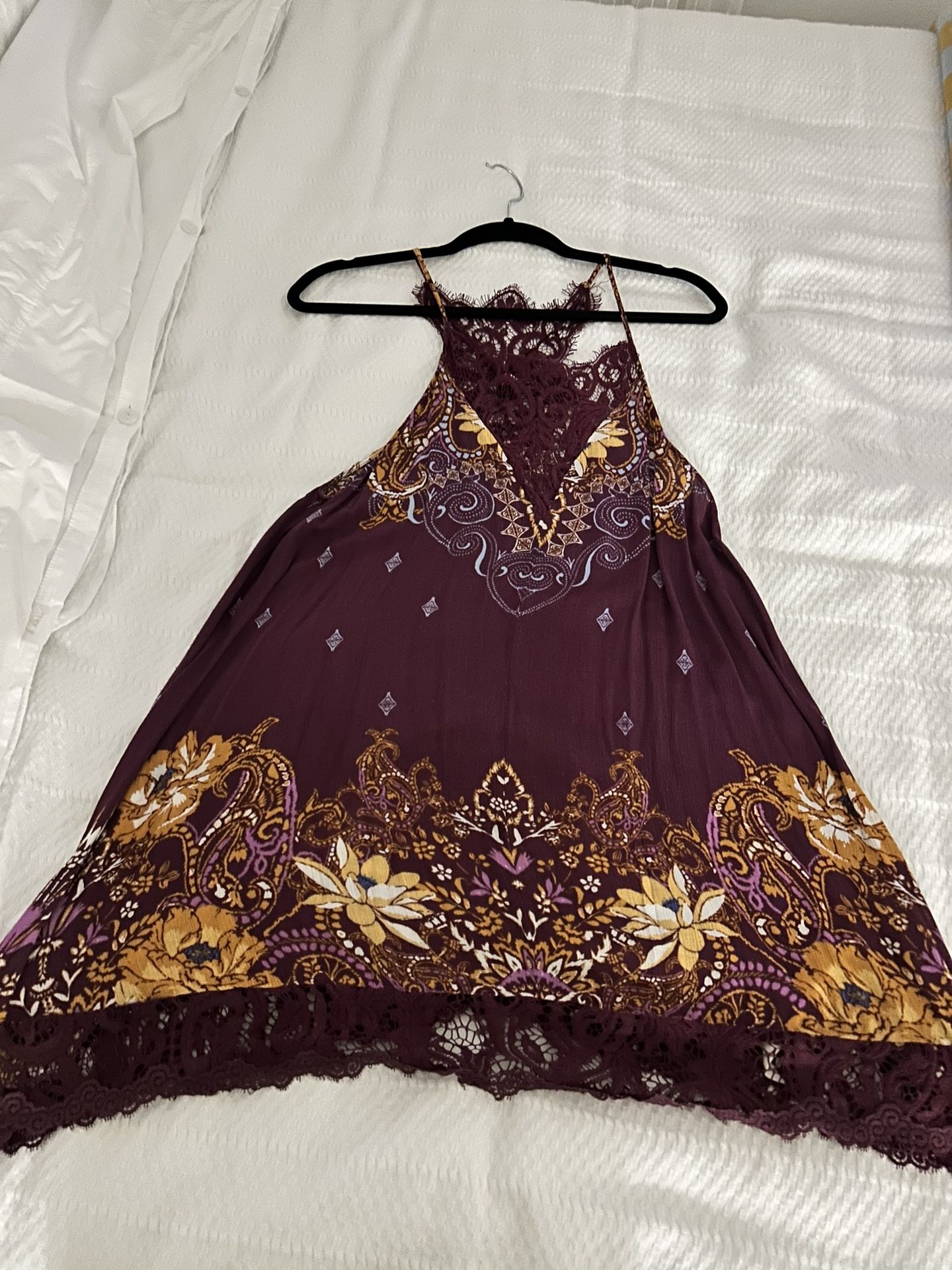 Free People cotton mini purple summer boho dress