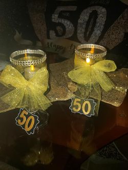 50th black and gold decor bundle
