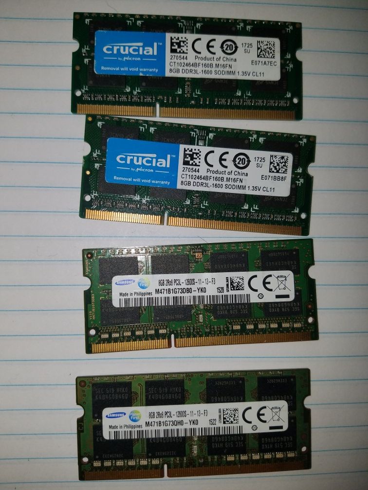 4x 8gb ddr3l ram sodimm