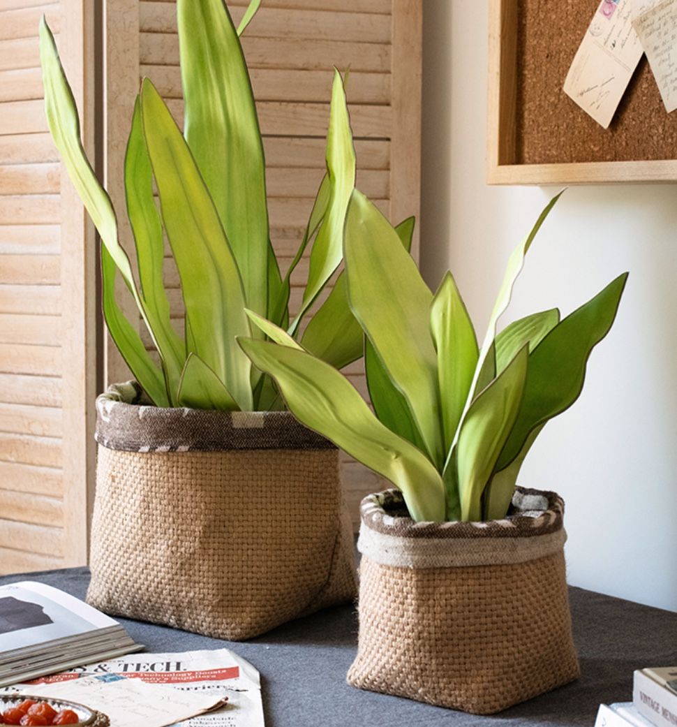 (set of 2)flax Baskets, Round Storage Baskets for Home, Office,Nursery - Decorative Basket for plants, craft supplies Organizer