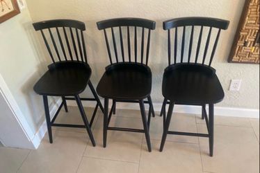 Black Wood Counter Stools (3)