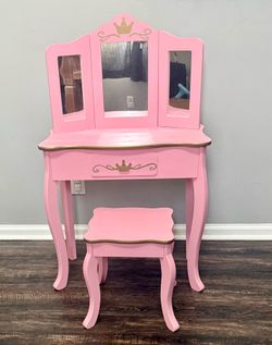 Pink Princess Vanity Set with Stool