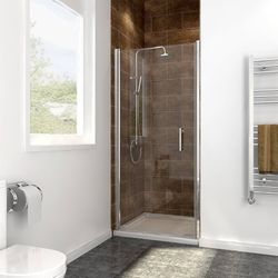 Adjustable 34 in. W x 72 in. H Frameless Pivot Shower Door,Chrome Finish, Certified Clear Tempered Glass Shower Enclosure