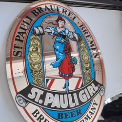 Vintage 1970's St Pauli Girl Beer Mirror Sign