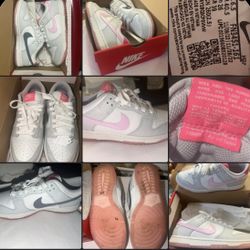Nike Dunk Low Retro Sneakers White Gray Pink | Size 9