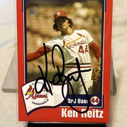 Ken Reitz Autograph Baseball Card !