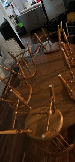 Antique 2 leaf table with 6 chairs