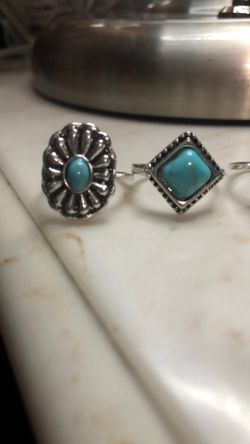 13 Piece Turquoise Western Rings 