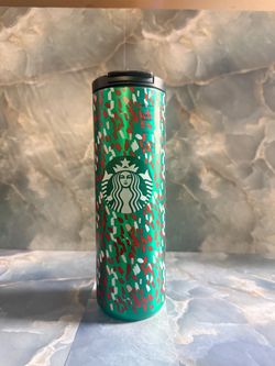 Starbucks Vacuum Tumbler Green Leopard Print