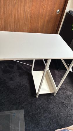 White Desk with Bottom Shelf and top