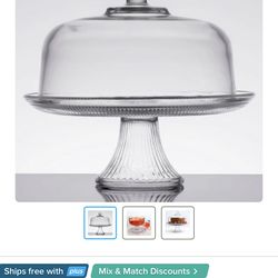 2 pc. Glass punch bowl and cake dome