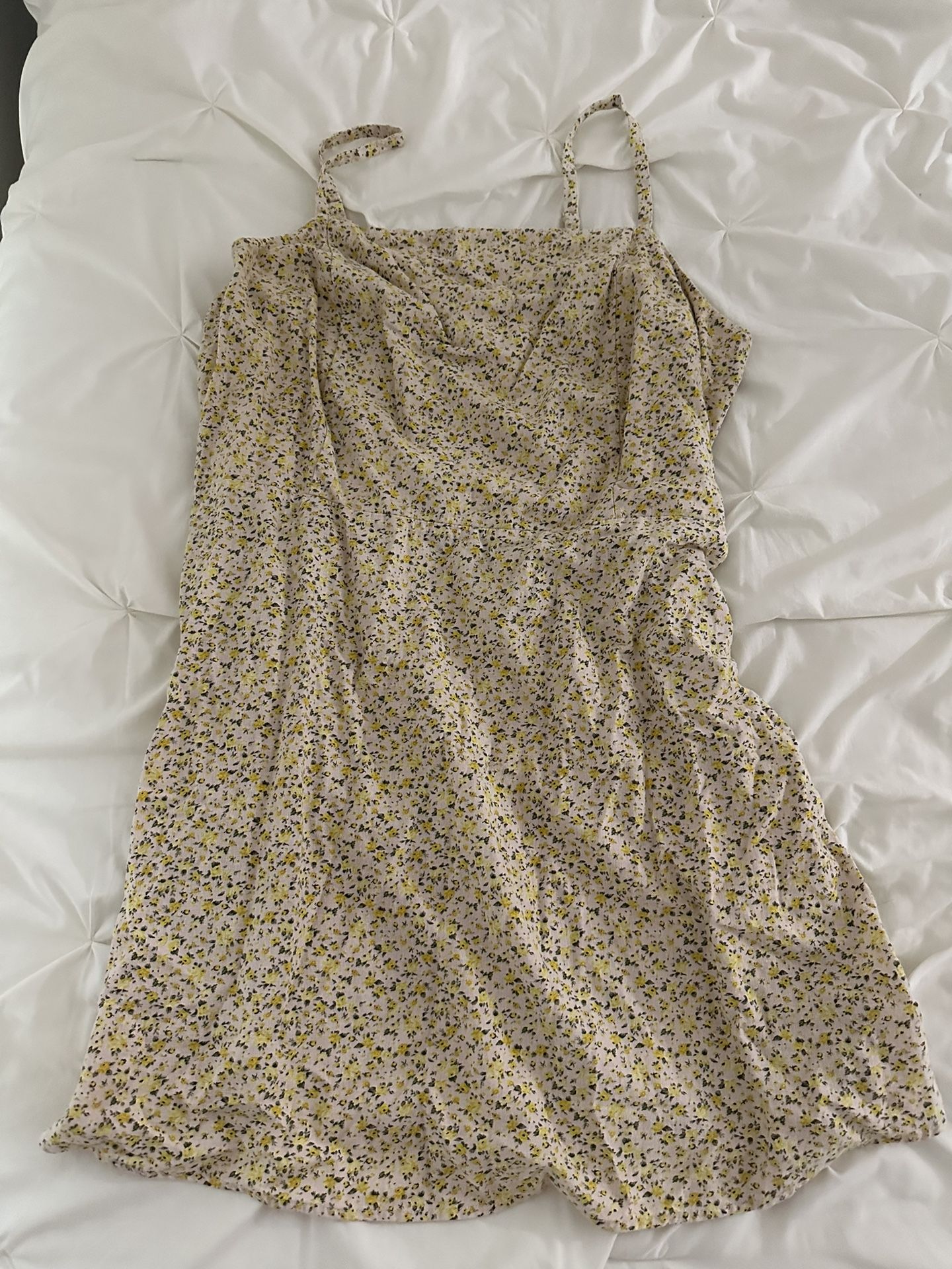 Yellow Floral Print Dress