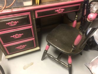 Pink and black rhinestone glitter custom desk vanity