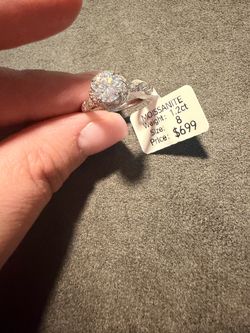 Moissanite Halo Engagement Ring Size 8 passed diamond test lab grown diamond