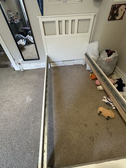 Twin white wood bed frame