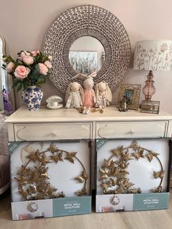 New in box- set of two gold metal butterfly wall decor
