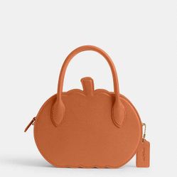 NWT Coach Pumpkin Runway CU868 Zipper Orange Leather Fall Autumn Pumpkin Purse