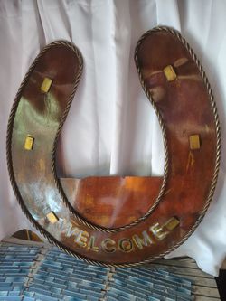 Handmade 34" x 38" iron horseshoe, made in Mexico