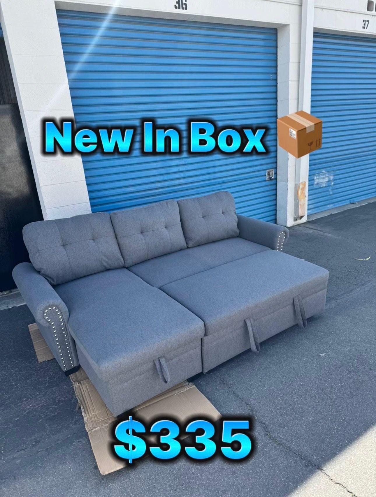 Sofa Bed Sectional Couch ποΈ New Open Box π¦ Pull Out Bed β
Reversible L β
Storage Underneath β