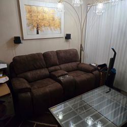 Living Room Set (recliner Couch, Coffee Table, Lights,
