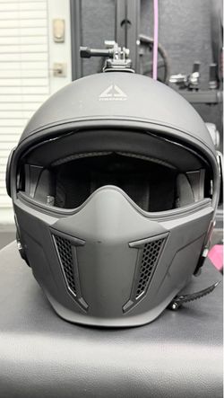 Triangle Matte Black Motorcycle Helmet with Camera Mount