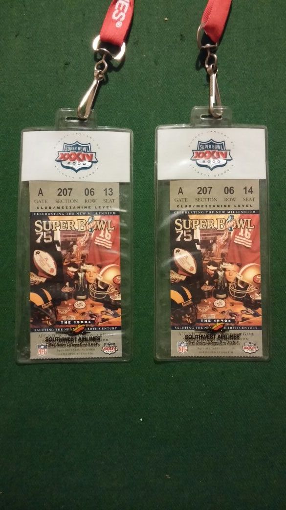2 2000 Super Bowl XXXIV game used ticket stub