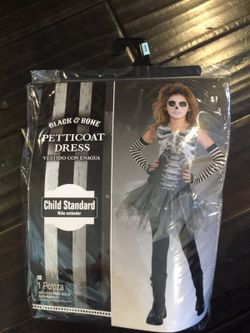 Brand New Child Skeleton Dress Costume