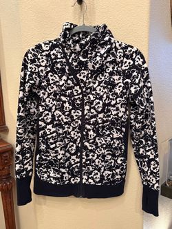 Lululemon Women Black & White Cozy Cuddle Up Floral Zip Jacket Size 4