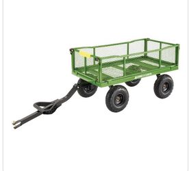 4 cu. ft., 900 Ibs. Heavy-Duty Steel Utility Garden Cart, 4 cu. ft., 10 in. Pneumatic Tires, 2-in-1 Pull or Tow Handle