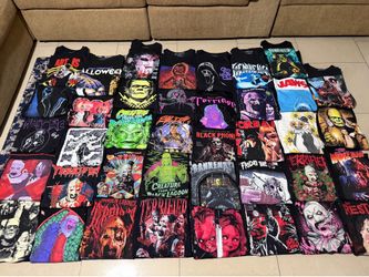Horror T Shirts Lot Of 39 All Size 3XL Terrifier Scream Evil Dead Chucky Saw
