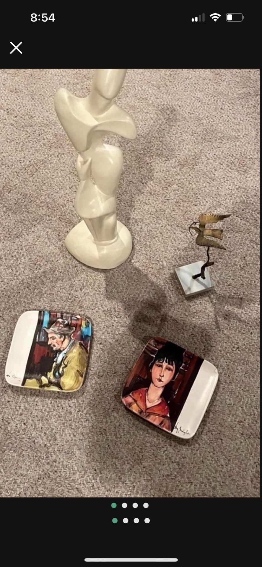 Artwork - One Of A Kind ! Hand Painted Ceramic Plates, Wire Sculptor, Ceramic Sculptor- All For 60.00 Dollars 