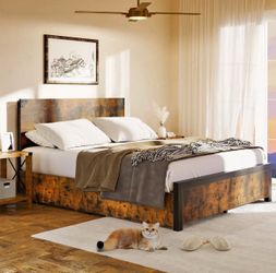 Brand new Queen size bed frame Brown, Black, Wood color