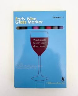 Pack of 8 Food-Safe Non-Toxic Wine Glass Marker Pens