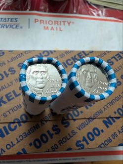 2  Rolls of 2026-D Jefferson Nickels from Original Bank Box (40 Coins)